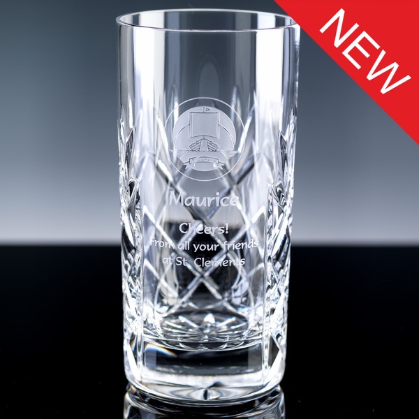 Inverness Crystal Traditional Panelled 24% Lead Crystal 12oz Hiball, Single, Blue Boxed
